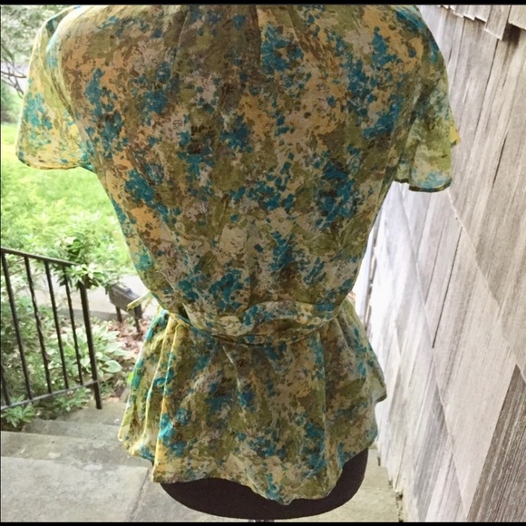 Silk Flowered Wrap Blouse - Picture 3 of 5